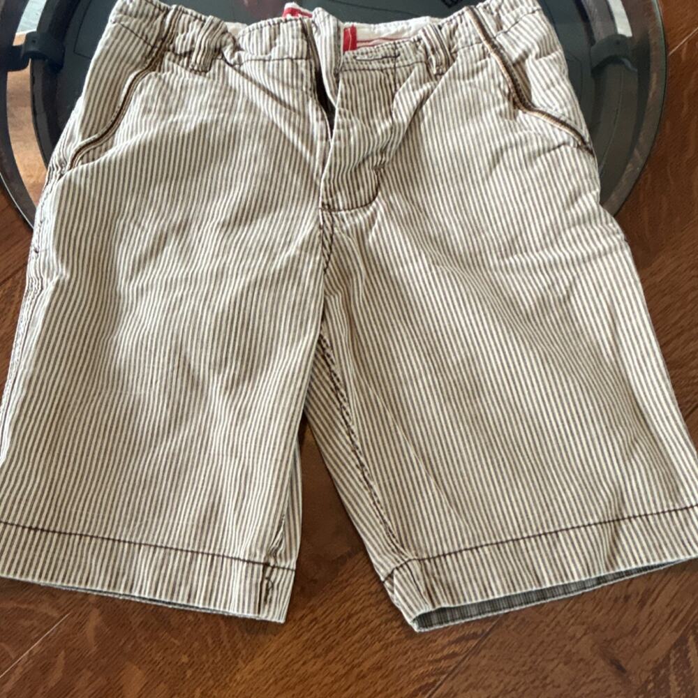 Levi’s Striped Shorts Men’s W29 Brown White Casual Chino Shorts Missing Button